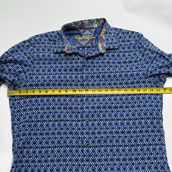 Robert Graham Men's Size L Large Octavian Button up Shirt Flip Cuffs Navy Blue - Picture 4 of 13